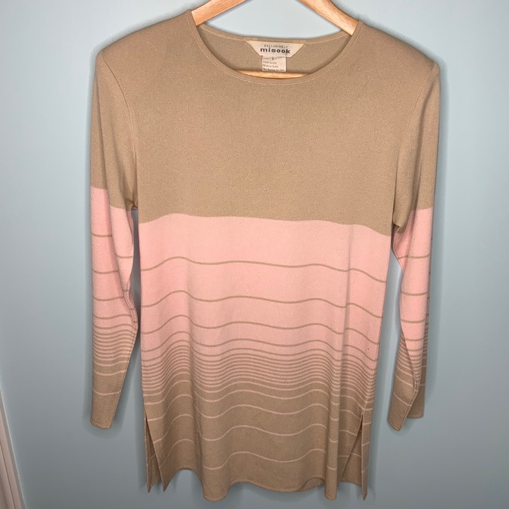 Misook Long Sleeve Top With Shoulder Pads Small